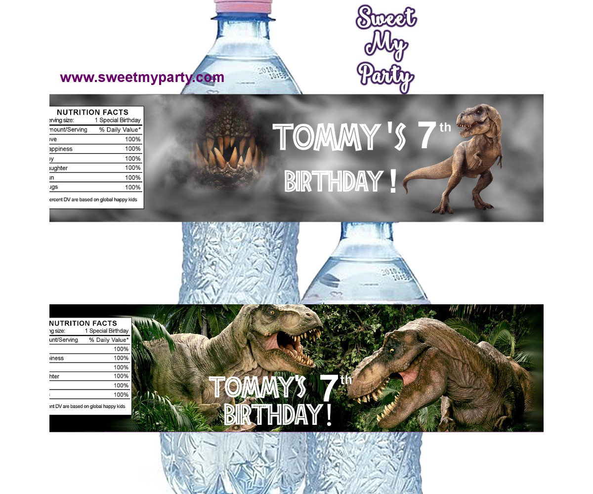 Dinosaur water bottle labels, (no.163,165 jurassic)